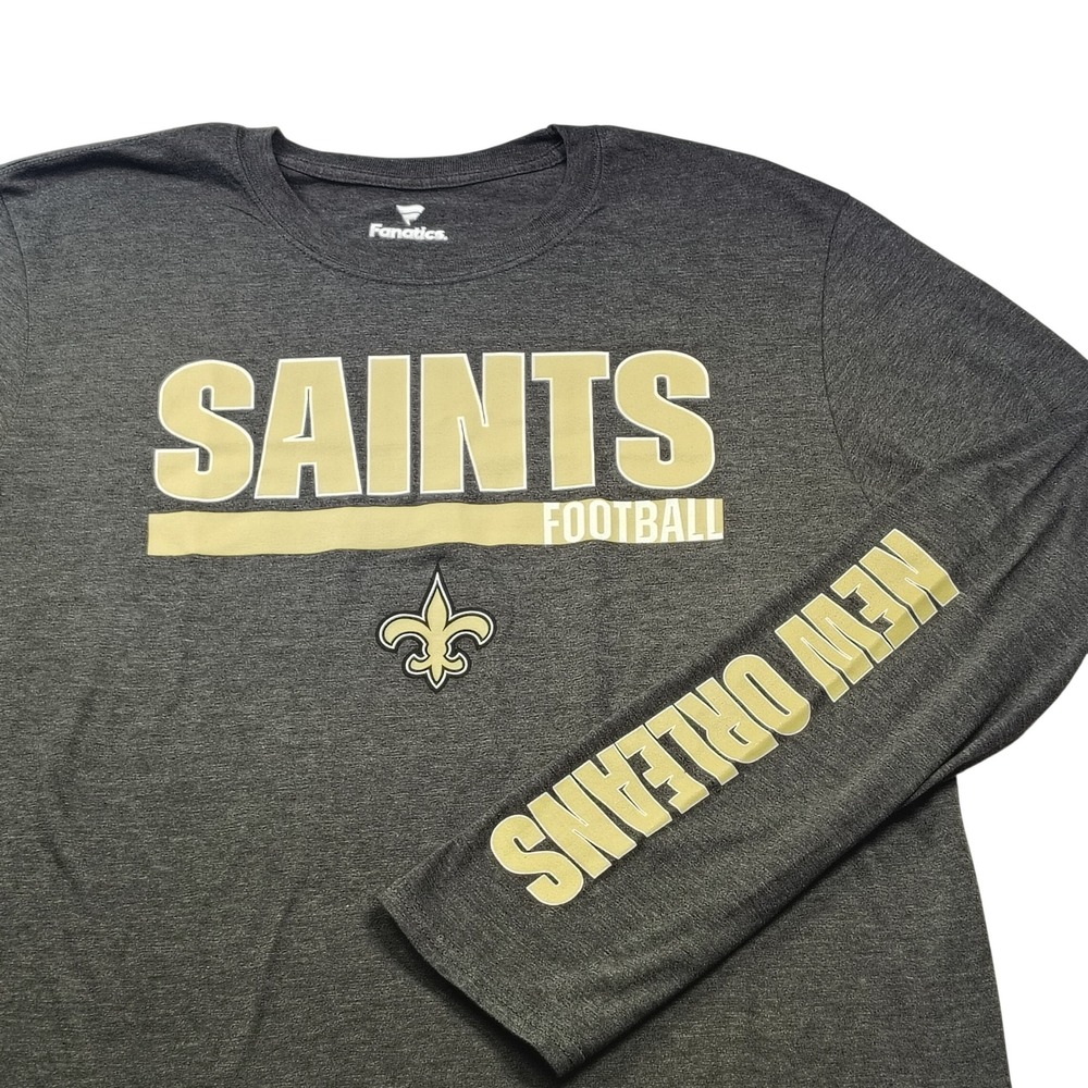 Fanatics New Orleans Saints Long Sleeve Shirt Mens Large Gray NFL Football Tee